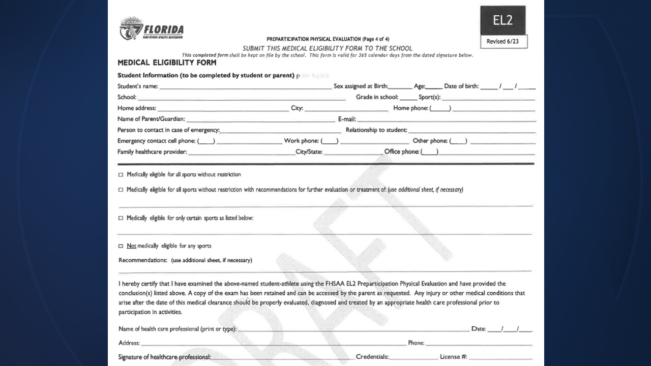 FHSAA removes menstrual questions for athletes on physical evaluation form